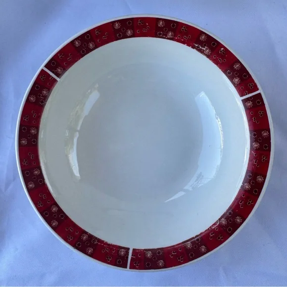 Royal Norfolk Elegant Red Cereal Soup Bowl Set of 3 in a Retro Paisley Pattern - Picture 3 of 6